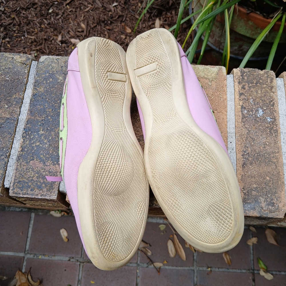Lilly Pulitzer Pastel Pink and Lime Two-Tone Boat Shoes - Picture 3 of 5